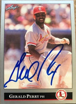 Gerald Perry Signed 1992 Leaf Baseball Card - St Louis Cardinals