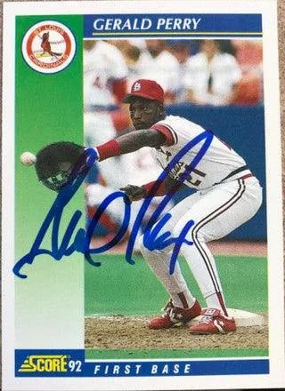 Gerald Perry Signed 1992 Score Baseball Card - St Louis Cardinals