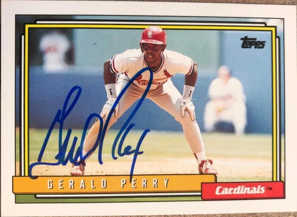 Gerald Perry Signed 1992 Topps Baseball Card - St Louis Cardinals