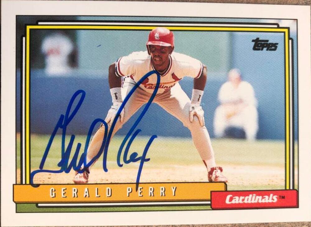 Gerald Perry Signed 1992 Topps Baseball Card - St Louis Cardinals - PastPros