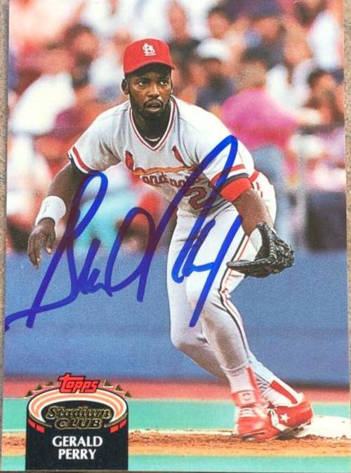Gerald Perry Signed 1992 Topps Stadium Club Baseball Card - St Louis Cardinals - PastPros