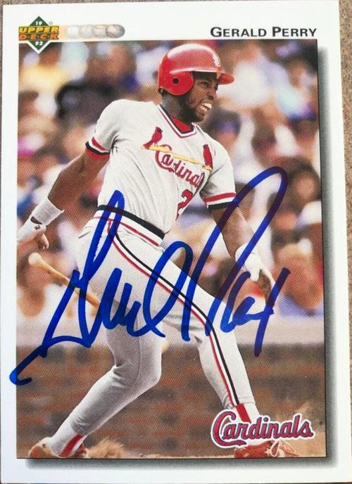 Gerald Perry Signed 1992 Upper Deck Baseball Card - St Louis Cardinals - PastPros