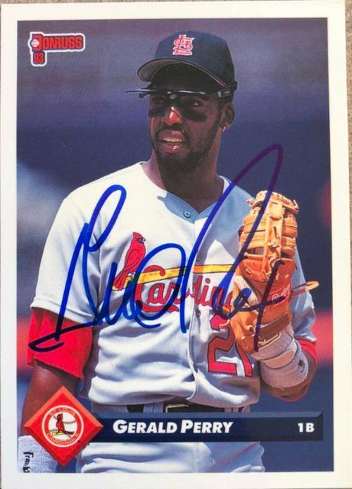 Gerald Perry Signed 1993 Donruss Baseball Card - St Louis Cardinals - PastPros