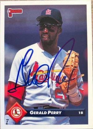 Gerald Perry Signed 1993 Donruss Baseball Card - St Louis Cardinals - PastPros