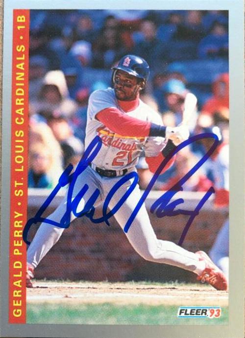 Gerald Perry Signed 1993 Fleer Baseball Card - St Louis Cardinals - PastPros