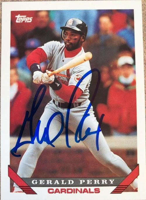 Gerald Perry Signed 1993 Topps Baseball Card - St Louis Cardinals - PastPros