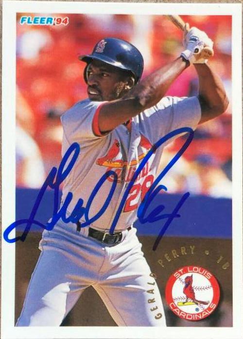 Gerald Perry Signed 1994 Fleer Baseball Card - St Louis Cardinals - PastPros