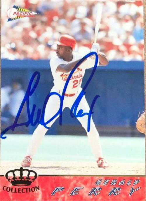 Gerald Perry Signed 1994 Pacific Crown Baseball Card - St Louis Cardinals - PastPros