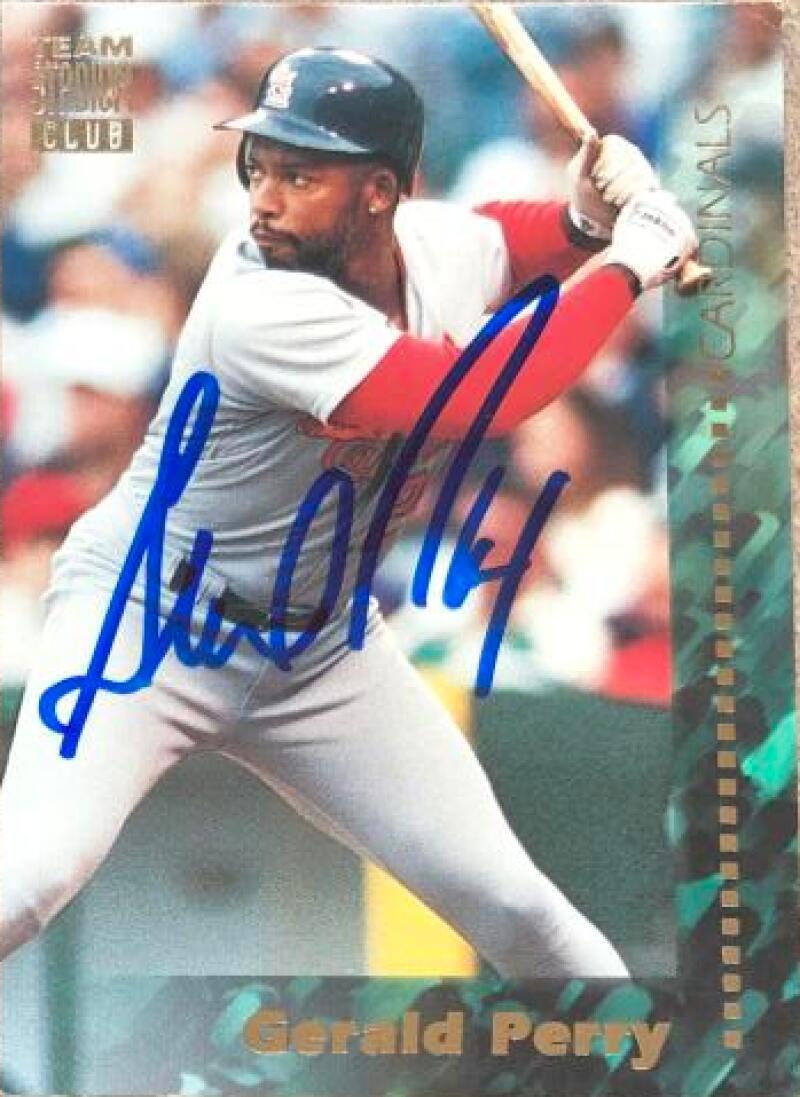 Gerald Perry Signed 1994 Stadium Club Baseball Card - St Louis Cardinals - PastPros