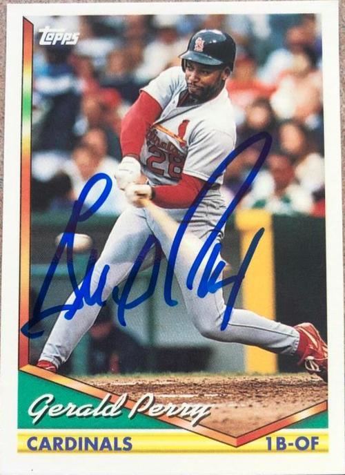 Gerald Perry Signed 1994 Topps Baseball Card - St Louis Cardinals - PastPros