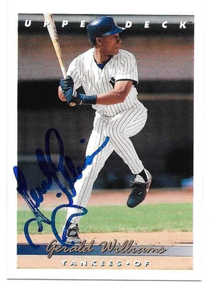 Gerald Williams Signed 1993 Upper Deck Baseball Card - New York Yankees