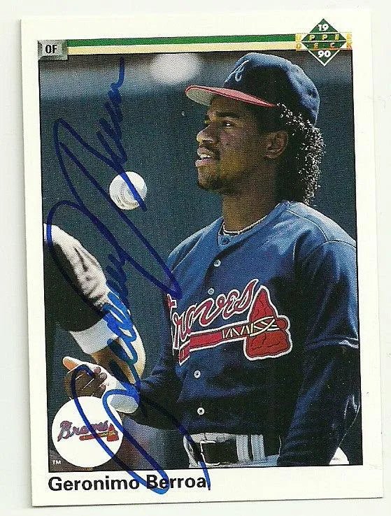 Geronimo Berroa Signed 1990 Baseball Card - Atlanta Braves