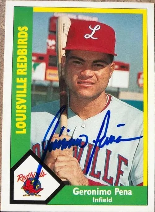 Geronimo Pena Signed 1990 CMC Baseball Card - St Louis Cardinals