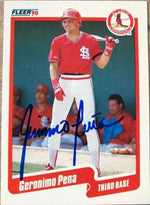 Geronimo Pena Signed 1990 Fleer Baseball Card - St Louis Cardinals