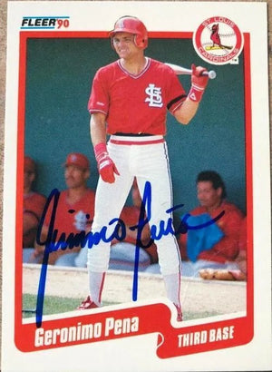 Geronimo Pena Signed 1990 Fleer Baseball Card - St Louis Cardinals