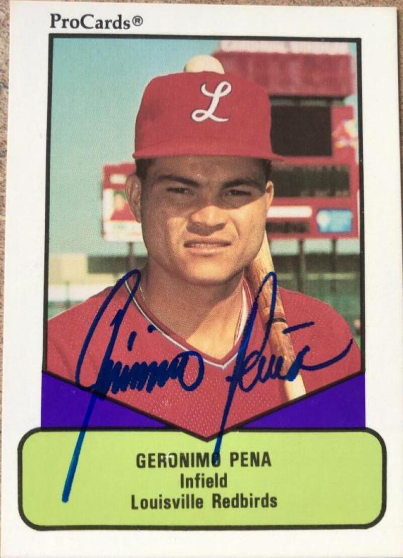 Geronimo Pena Signed 1990 Pro Cards Baseball Card - St Louis Cardinals - PastPros