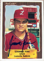 Geronimo Pena Signed 1990 Pro Cards Baseball Card - St Louis Cardinals - PastPros