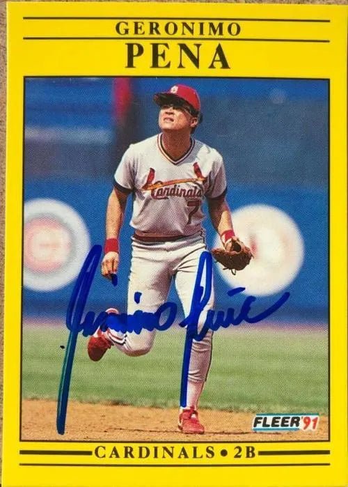 Geronimo Pena Signed 1991 Fleer Baseball Card - St Louis Cardinals