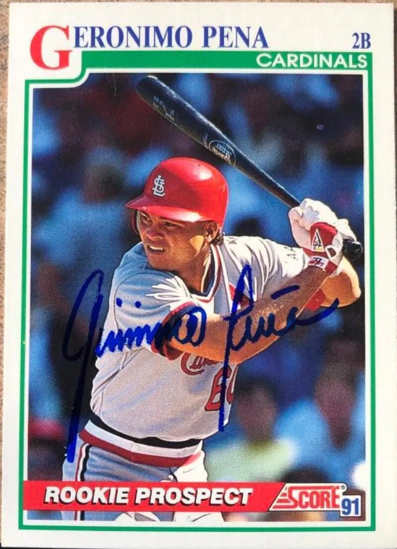 Geronimo Pena Signed 1991 Score Baseball Card - St Louis Cardinals