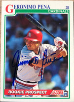 Geronimo Pena Signed 1991 Score Baseball Card - St Louis Cardinals - PastPros