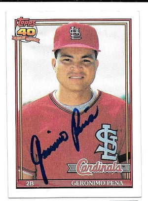 Geronimo Pena Signed 1991 Topps Baseball Card - St Louis Cardinals