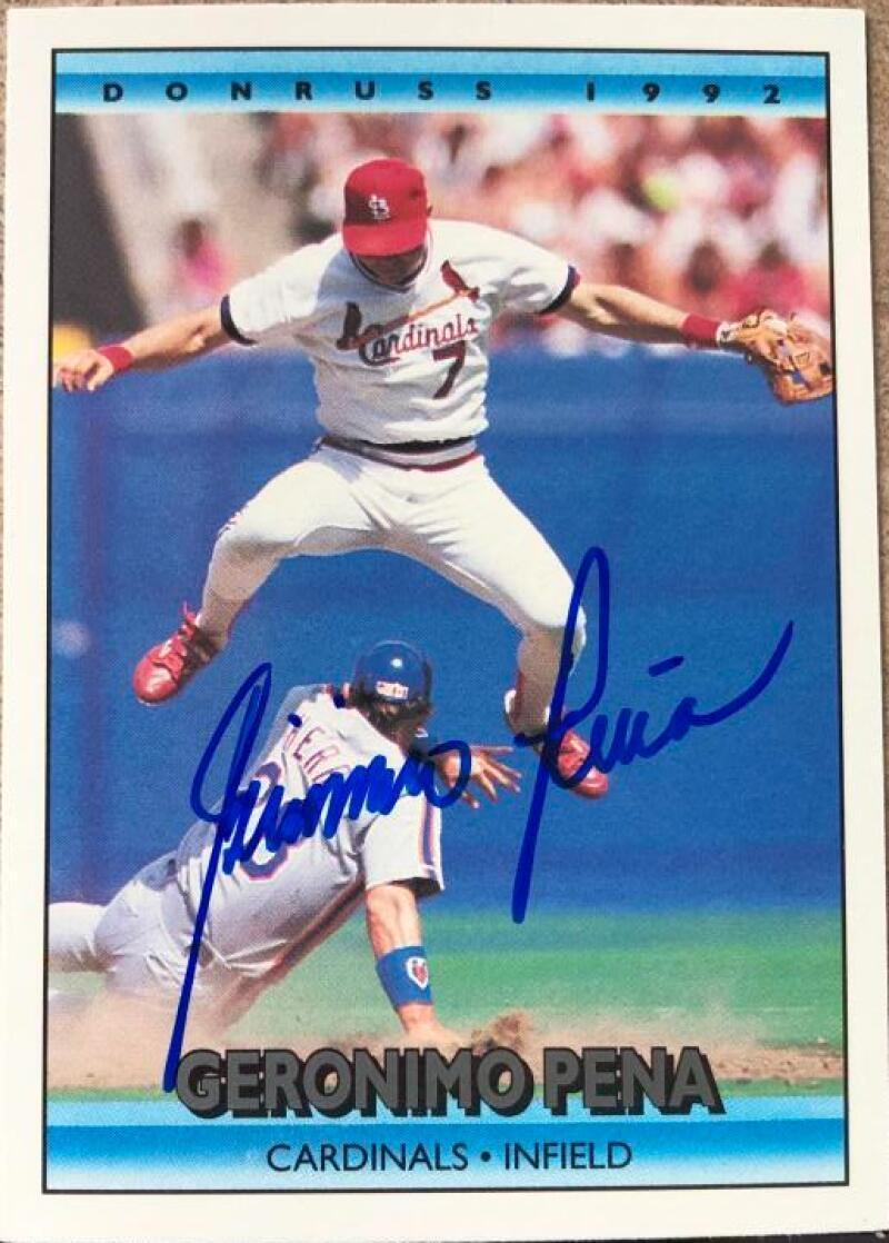 Geronimo Pena Signed 1992 Donruss Baseball Card - St Louis Cardinals - PastPros