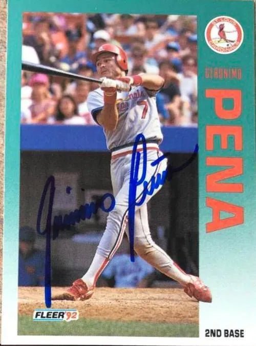 Geronimo Pena Signed 1992 Fleer Baseball Card - St Louis Cardinals