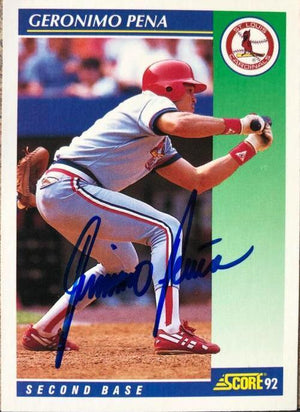 Geronimo Pena Signed 1992 Score Baseball Card - St Louis Cardinals - PastPros
