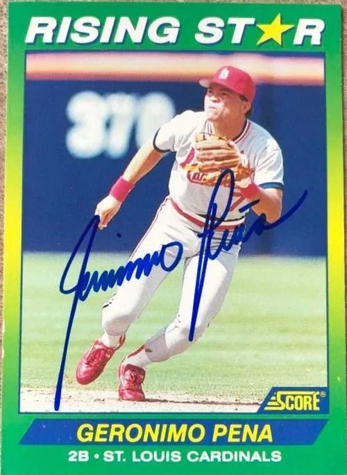 Geronimo Pena Signed 1992 Score Rising Stars Baseball Card - St Louis Cardinals