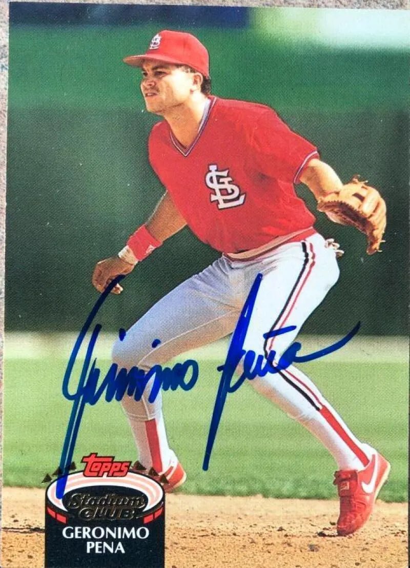 Geronimo Pena Signed 1992 Topps Stadium Baseball Card - St Louis Cardinals