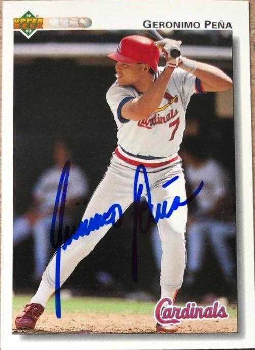 Geronimo Pena Signed 1992 Upper Deck Baseball Card - St Louis Cardinals - PastPros