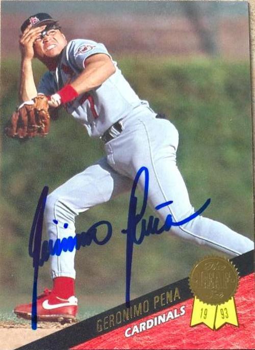 Geronimo Pena Signed 1993 Leaf Baseball Card - St Louis Cardinals - PastPros
