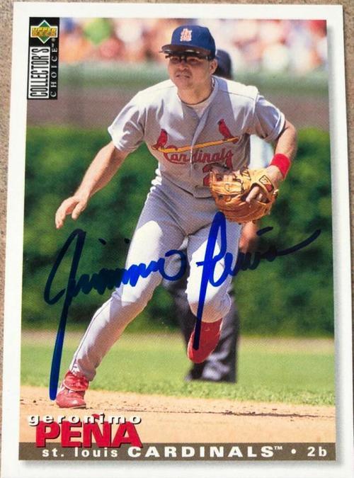 Geronimo Pena Signed 1995 Collector's Choice Baseball Card - St Louis Cardinals - PastPros