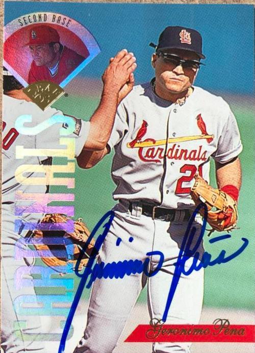 Geronimo Pena Signed 1995 Leaf Baseball Card - St Louis Cardinals - PastPros