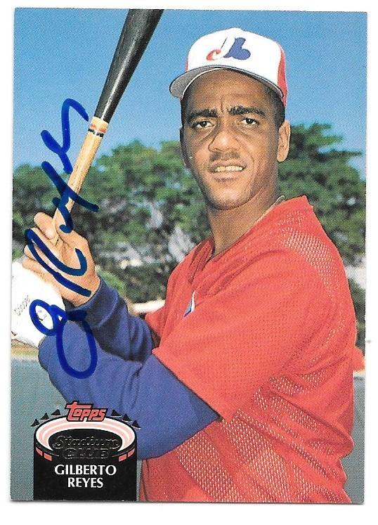 Gilberto Reyes Signed 1992 Topps Stadium Club Baseball Card - Montreal Expos - PastPros