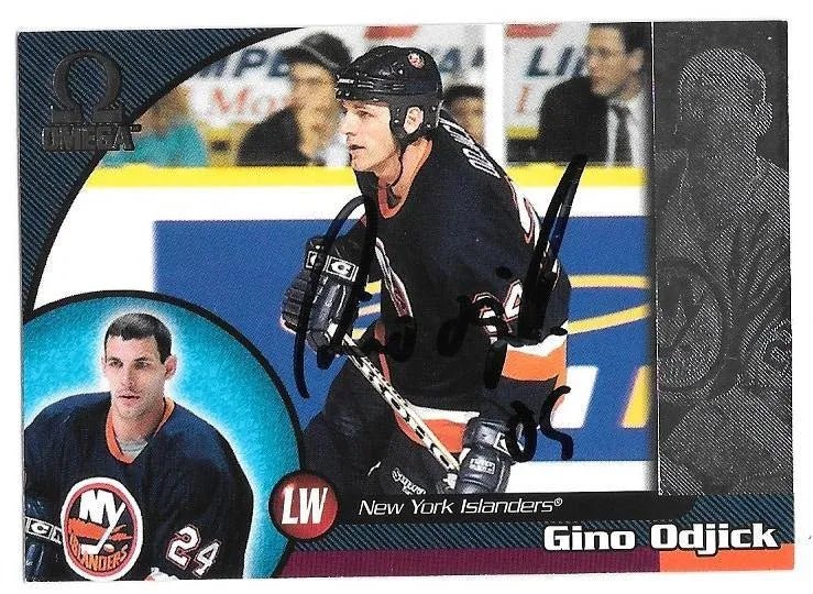 Gino Odjick Signed 1998-99 Pacific Omega Hockey Card - New York Islanders