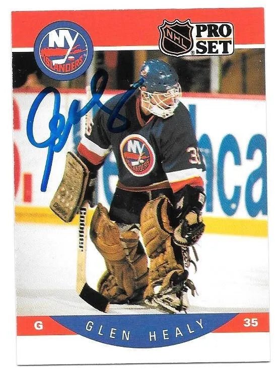 Glen Healy Signed 1990-91 Pro Set Hockey Card - New York Islanders