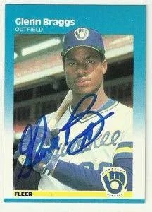 Glenn Braggs Signed 1987 Fleer Baseball Card - Milwaukee Brewers
