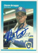 Glenn Braggs Signed 1987 Fleer Baseball Card - Milwaukee Brewers - PastPros