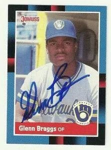 Glenn Braggs Signed 1988 Donruss Baseball Card - Milwaukee Brewers