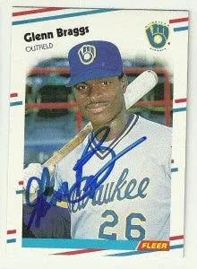 Glenn Braggs Signed 1988 Fleer Baseball Card - Milwaukee Brewers