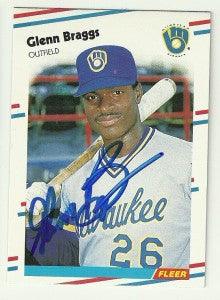 Glenn Braggs Signed 1988 Fleer Baseball Card - Milwaukee Brewers - PastPros