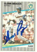 Glenn Braggs Signed 1989 Fleer Baseball Card - Milwaukee Brewers - PastPros