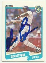 Glenn Braggs Signed 1990 Fleer Baseball Card - Milwaukee Brewers