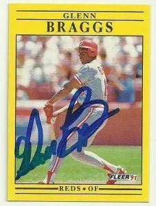 Glenn Braggs Signed 1991 Fleer Baseball Card - Cincinnati Reds
