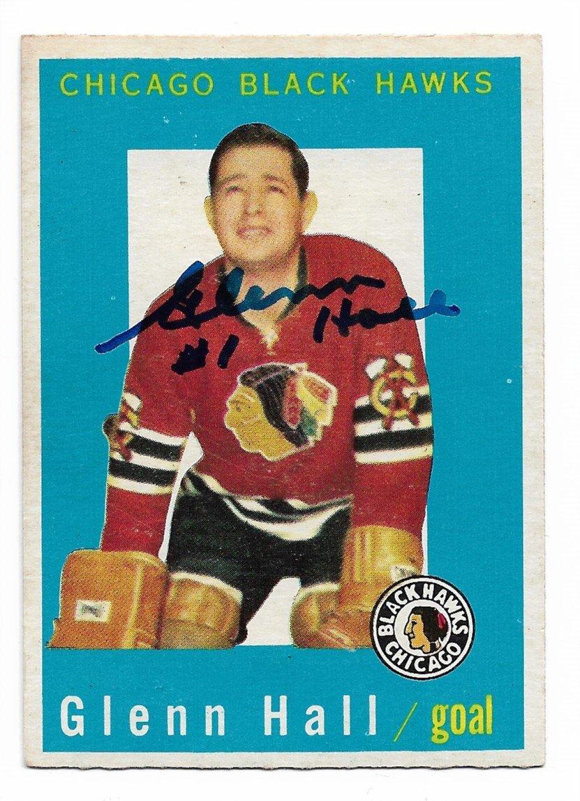 Glenn Hall Signed 1959-60 Topps Hockey Card - Chicago Blackhawks - PastPros