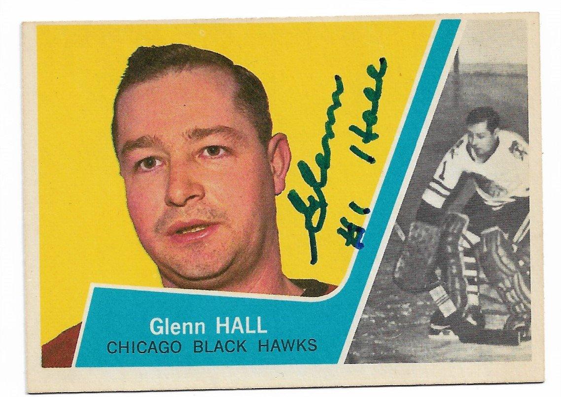 Glenn Hall Signed 1963-64 Topps Hockey Card - Chicago Blackhawks - PastPros