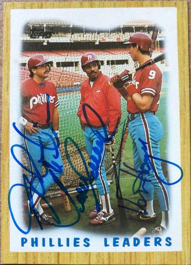 Glenn Wilson, Juan Samuel & Von Hayes Signed 1987 Topps Baseball Card - Philadelphia Phillies - PastPros