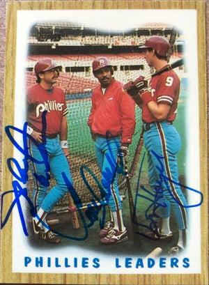 Glenn Wilson, Juan Samuel & Von Hayes Multi Signed 1987 Topps Tiffany Baseball Card - Philadelphia Phillies