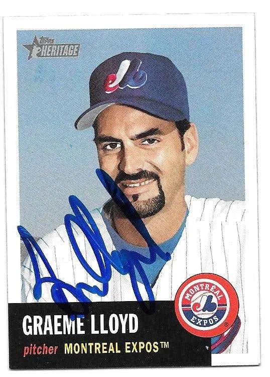 Graeme Lloyd Signed 2002 Topps Heritage Baseball Card - Montreal Expos
